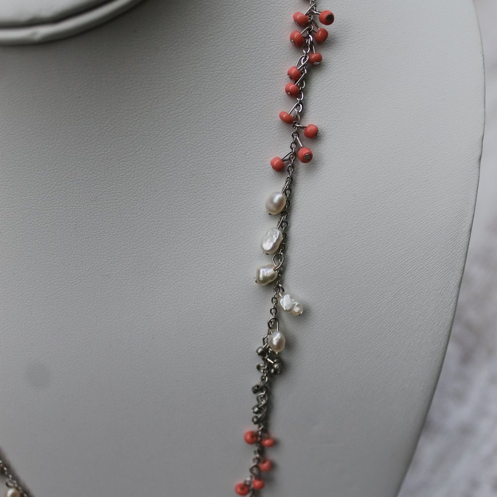 AEO Coral and Freshwater Pearl Long Necklace